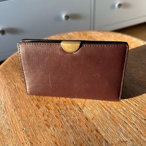 Ox Blood Leather Wallet with Brass Hardware